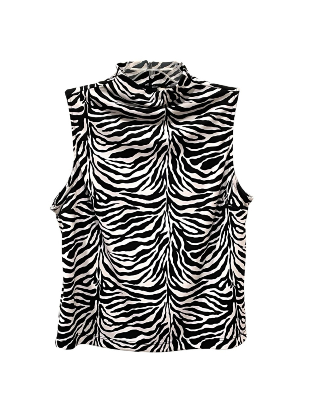 Vintage Uniform John Paul Richard Womens Size Large Zebra Print Top High Neck